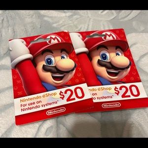 Nintendo e shop gift card 2 $20 cards